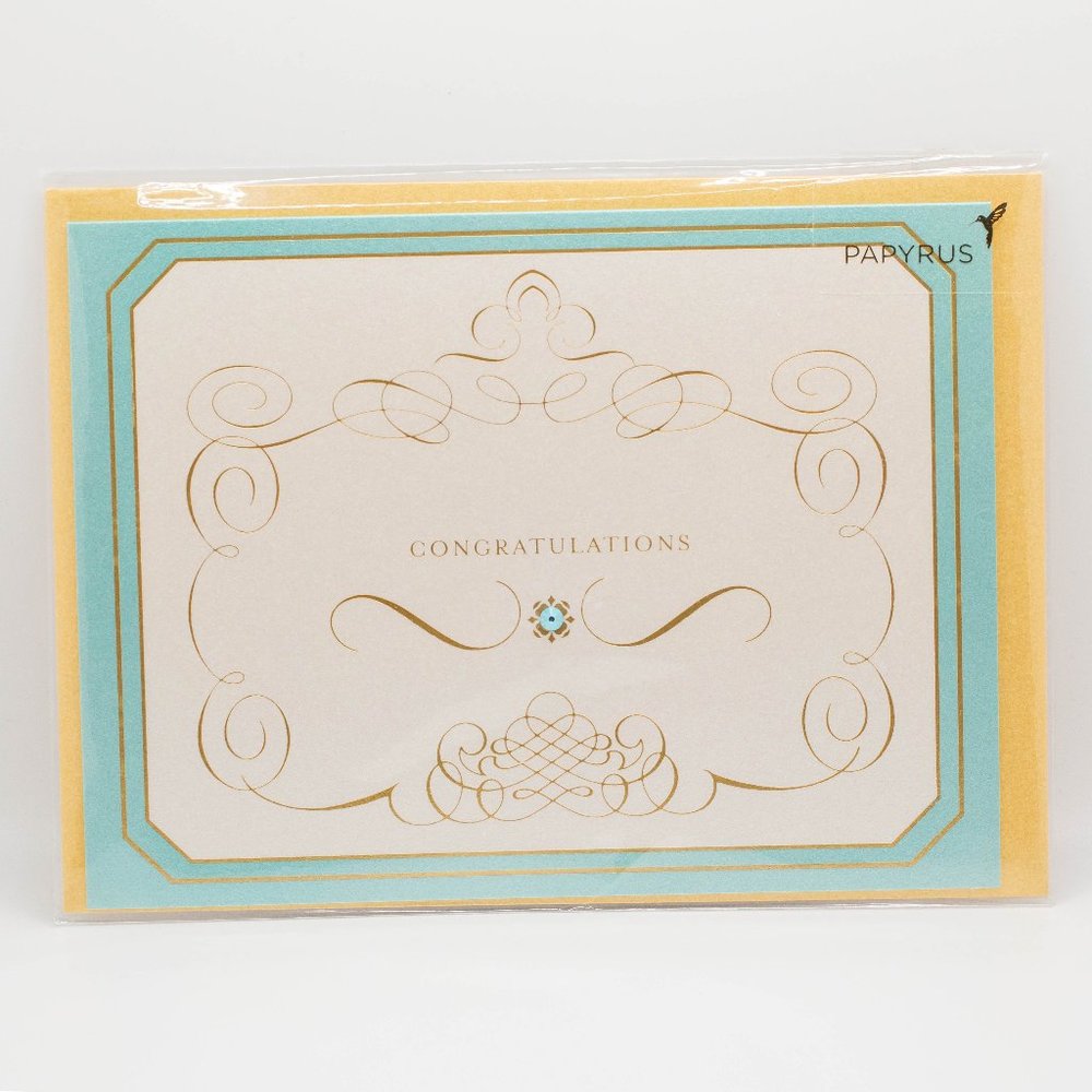Congratulations Gold Filigree Scroll Papyrus Card